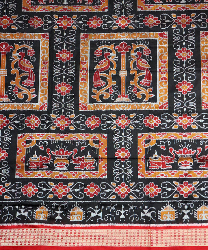 Black red silk handloom sambalpuri saree