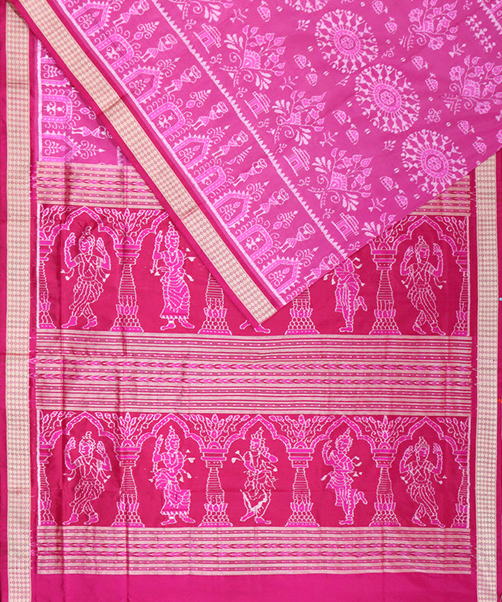 Pink dark pink silk handloom sambalpuri saree