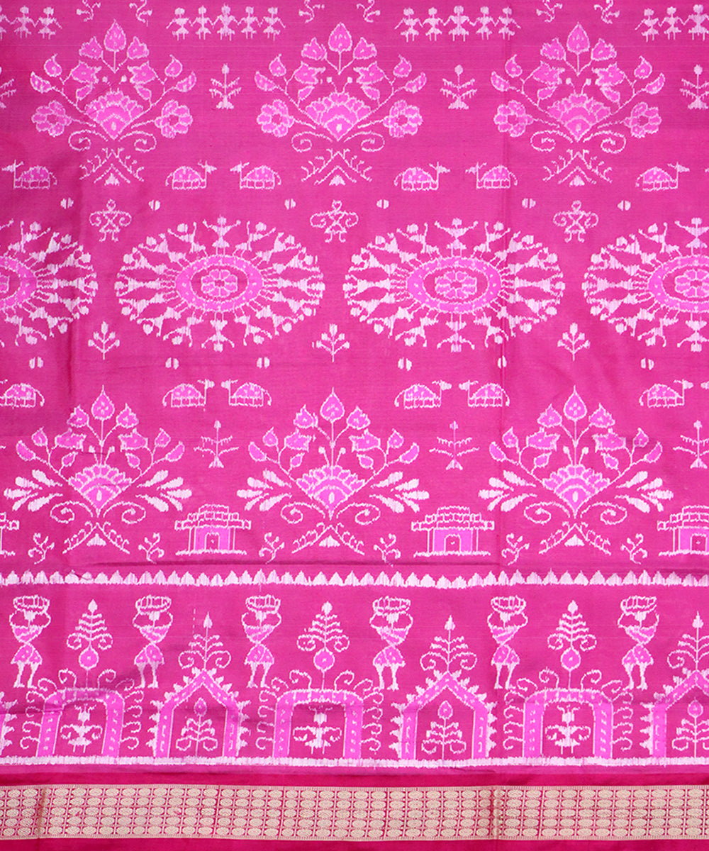 Pink dark pink silk handloom sambalpuri saree