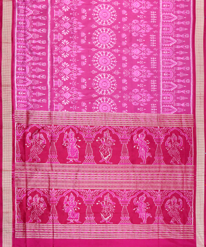 Pink dark pink silk handloom sambalpuri saree