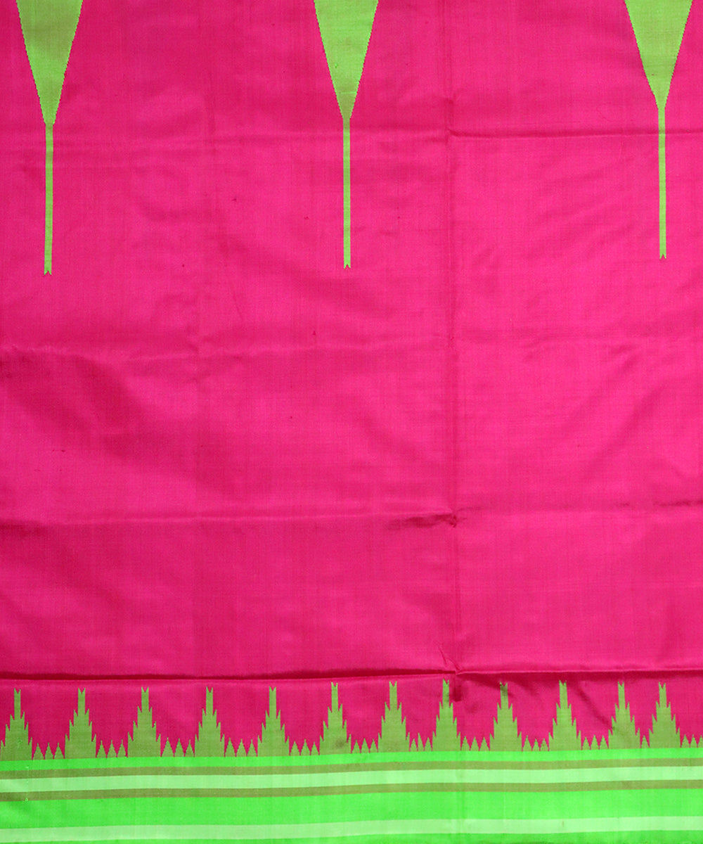 Dark pink chartreuse silk handloom sambalpuri saree