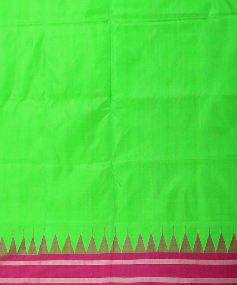 Dark pink chartreuse silk handloom sambalpuri saree