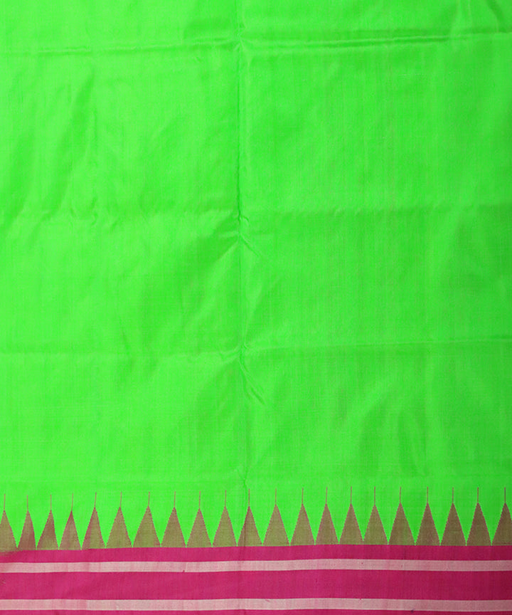 Dark pink chartreuse silk handloom sambalpuri saree