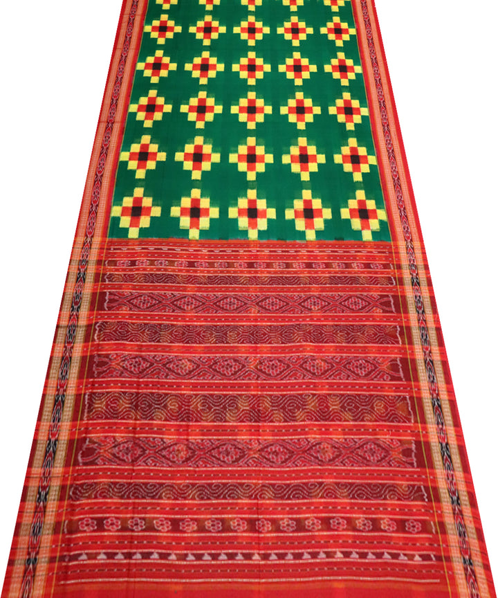 Green red cotton handloom sambalpuri saree