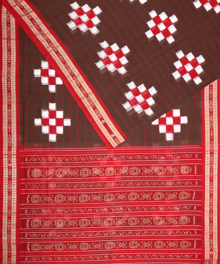 Bole red cotton handloom sambalpuri saree