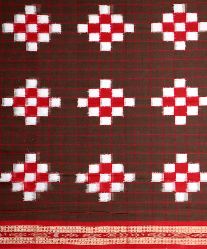 Bole red cotton handloom sambalpuri saree