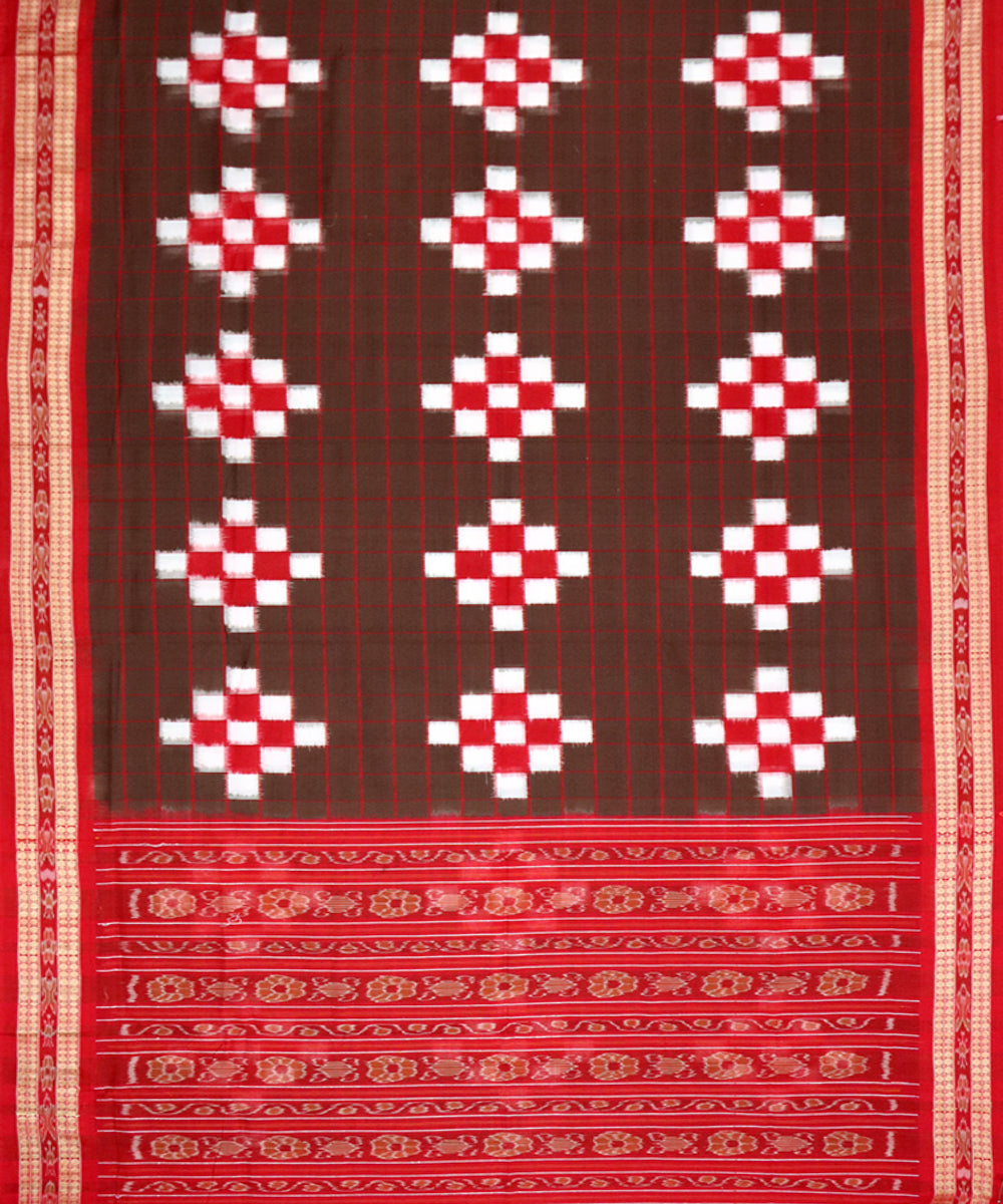 Bole red cotton handloom sambalpuri saree