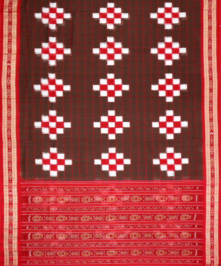 Bole red cotton handloom sambalpuri saree