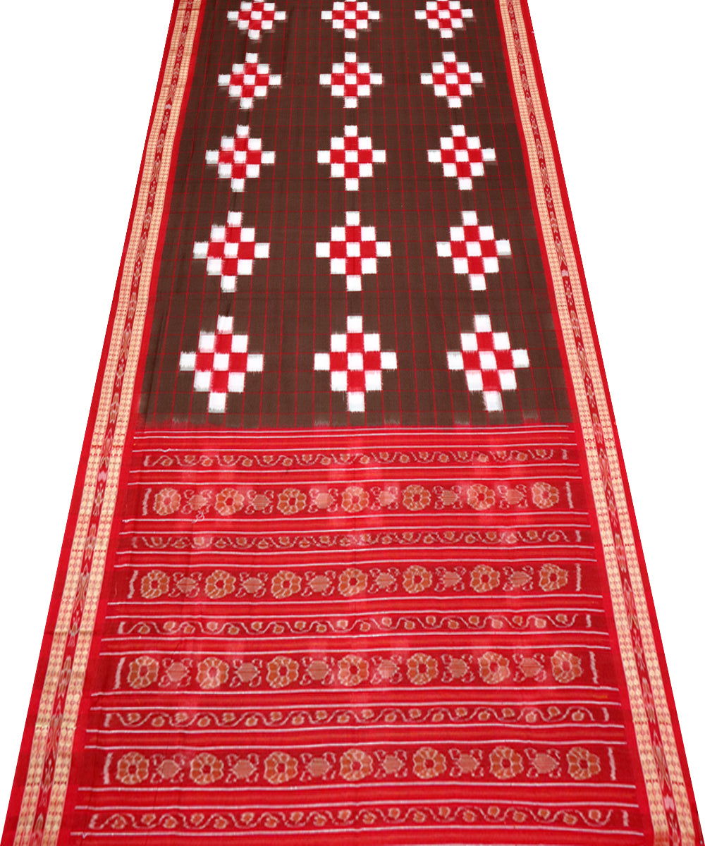 Bole red cotton handloom sambalpuri saree