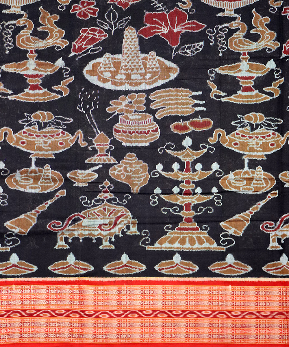 Black red handloom sambalpuri cotton saree