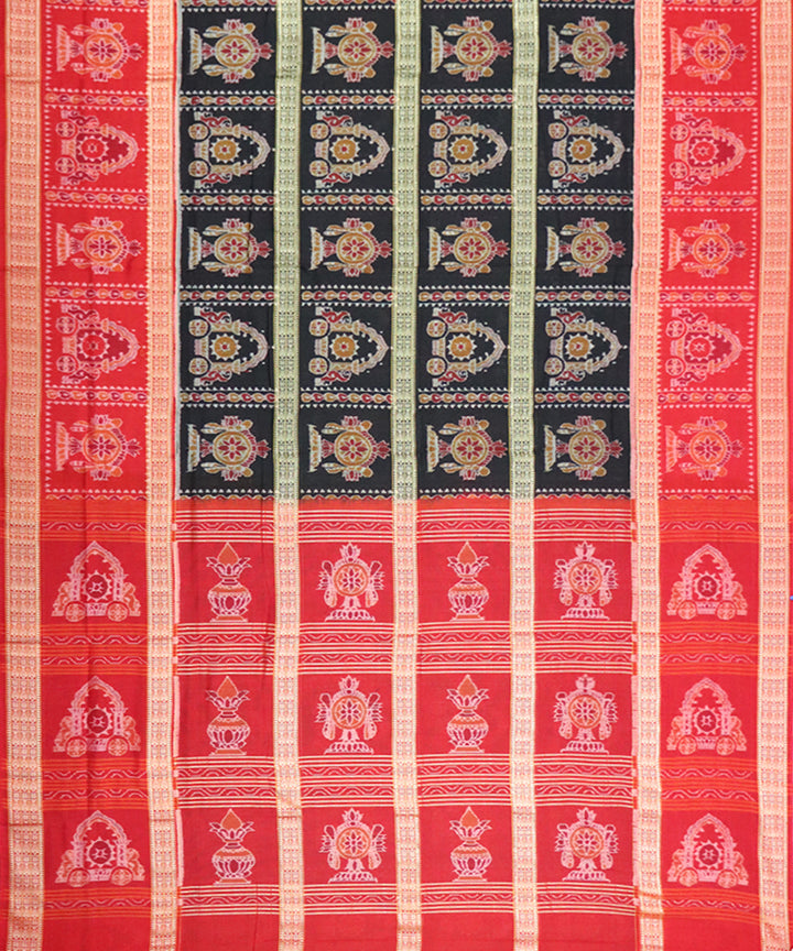 Black red cotton handloom sambalpuri saree