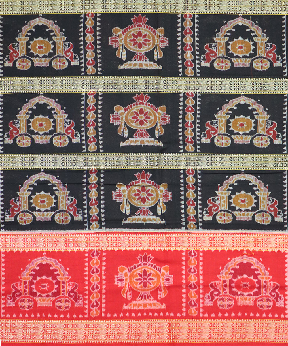 Black red cotton handloom sambalpuri saree