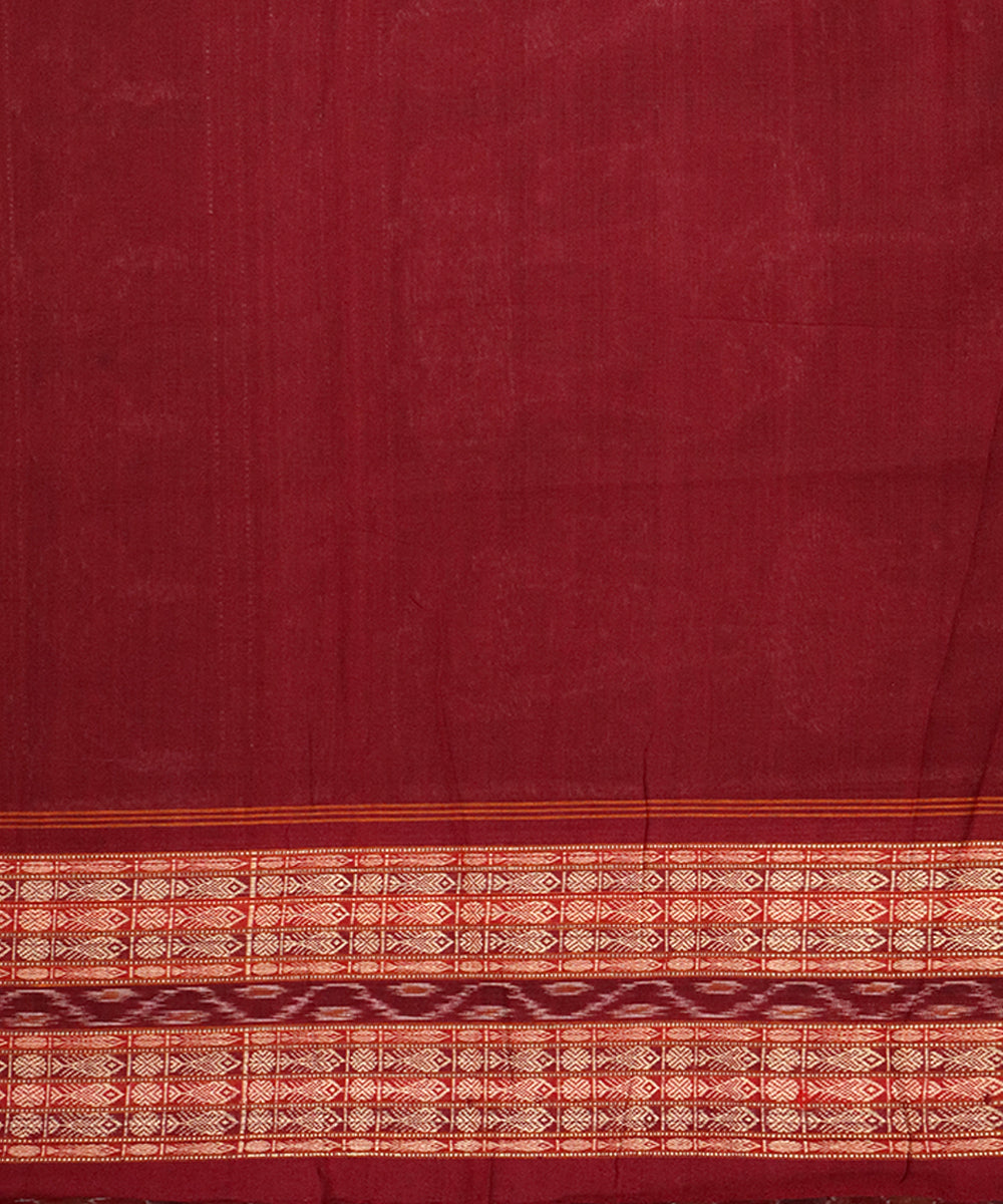 Multicolor maroon cotton handloom sambalpuri saree