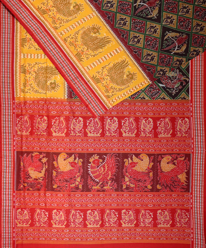 Multicolor red handloom cotton sambalpuri saree