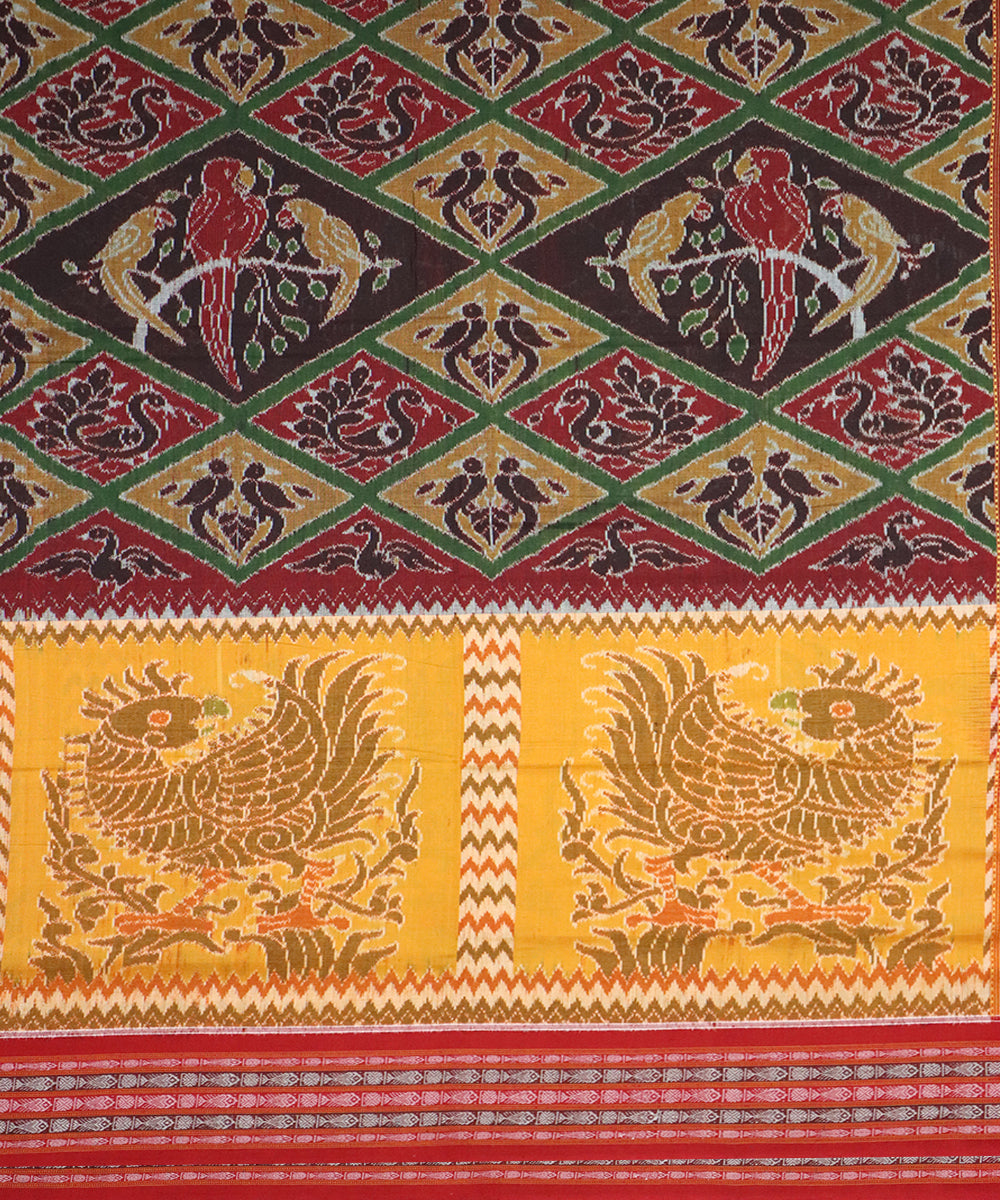 Multicolor red handloom cotton sambalpuri saree