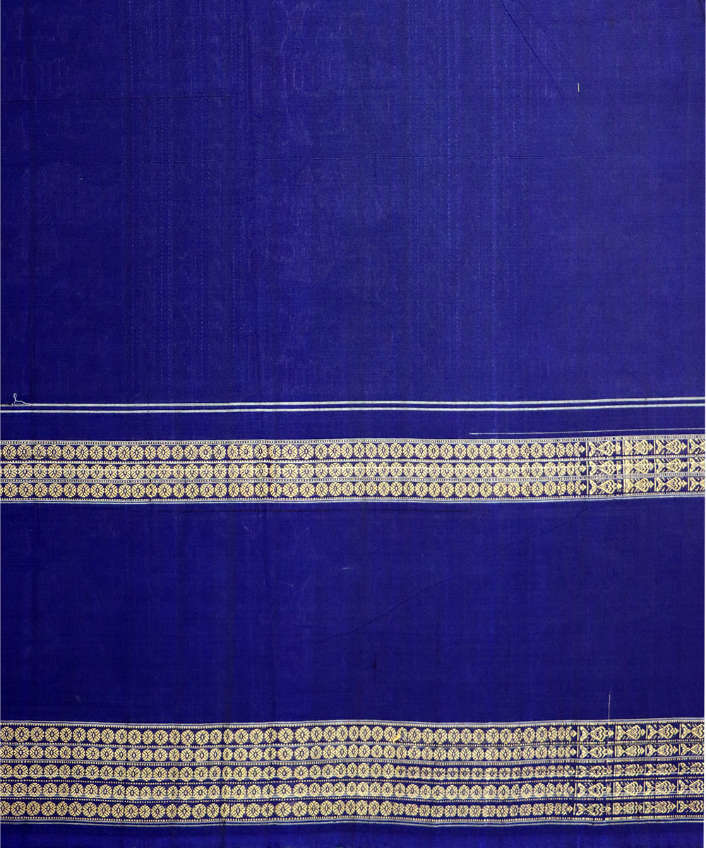 Cadmium green navy blue cotton handloom sambalpuri saree