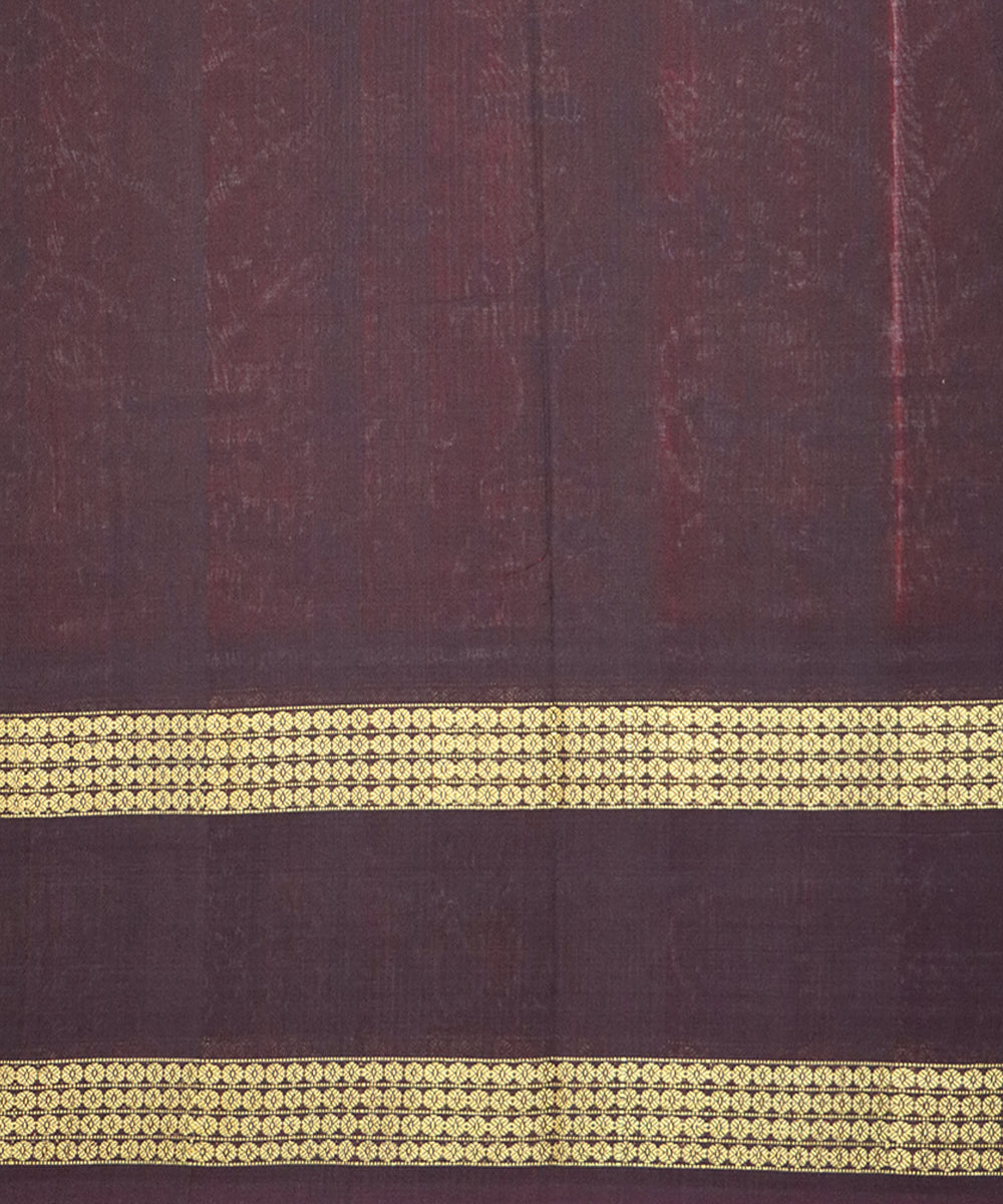 Red dark brown cotton handloom sambalpuri saree