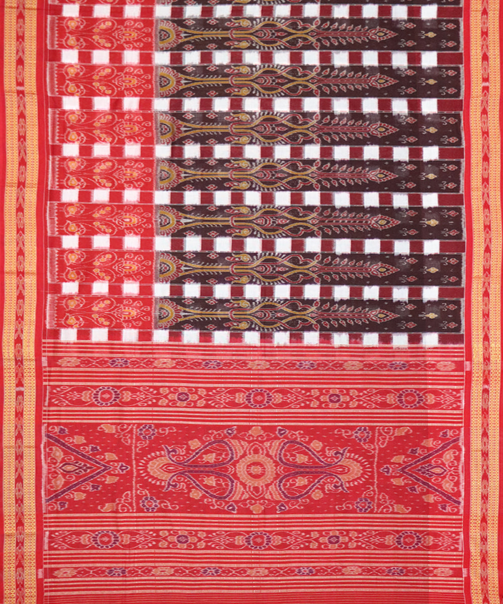 Brown red cotton handloom sambalpuri saree