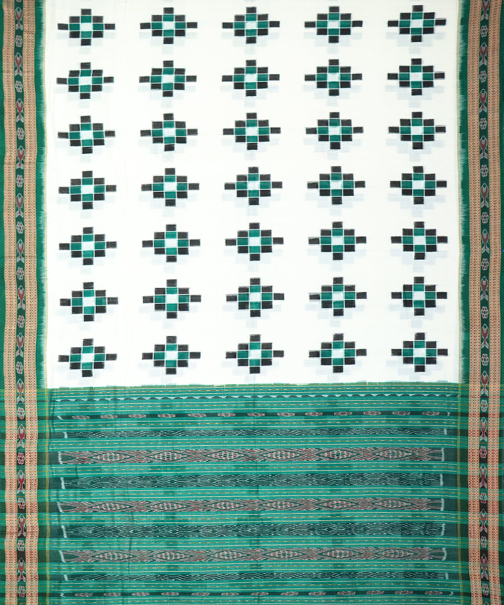 White green cotton handloom sambalpuri saree