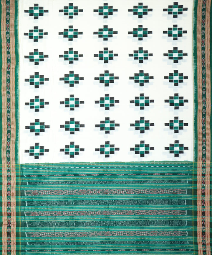 White green cotton handloom sambalpuri saree