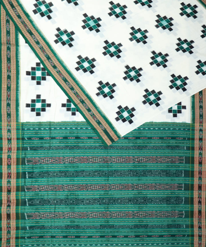 White green cotton handloom sambalpuri saree