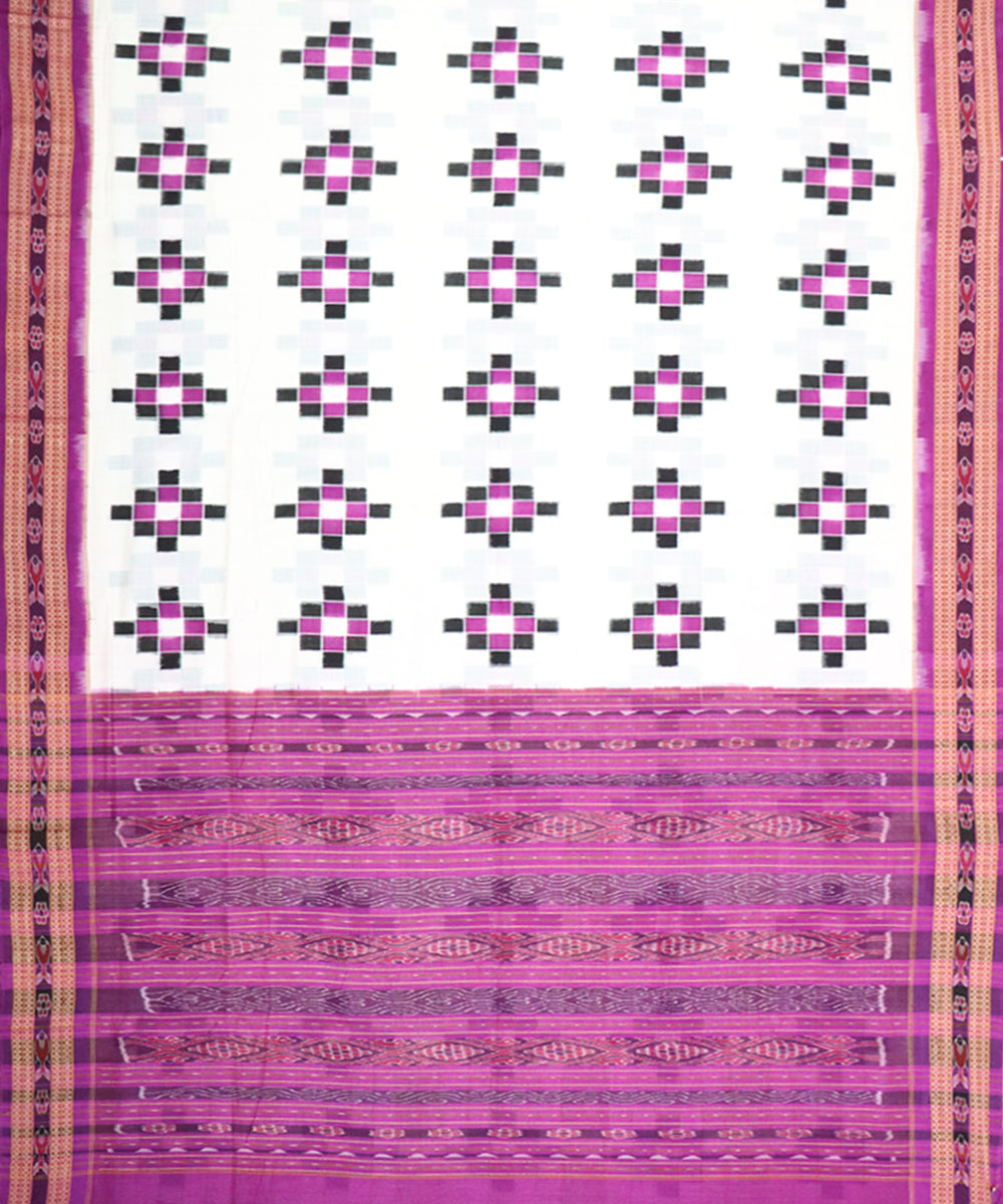 White violet cotton handloom sambalpuri saree