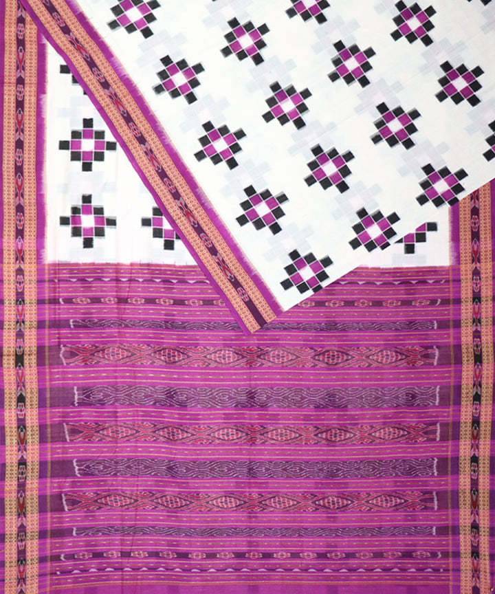 White violet cotton handloom sambalpuri saree