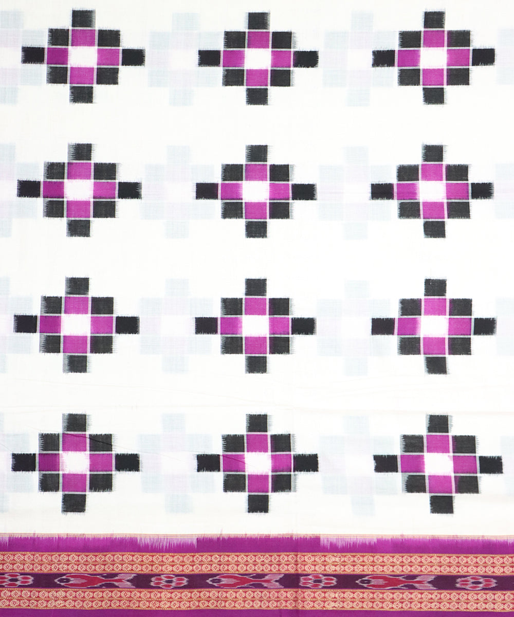 White violet cotton handloom sambalpuri saree