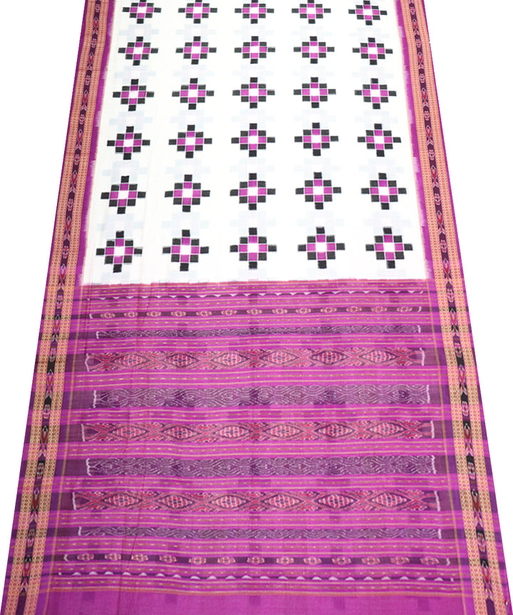 White violet cotton handloom sambalpuri saree