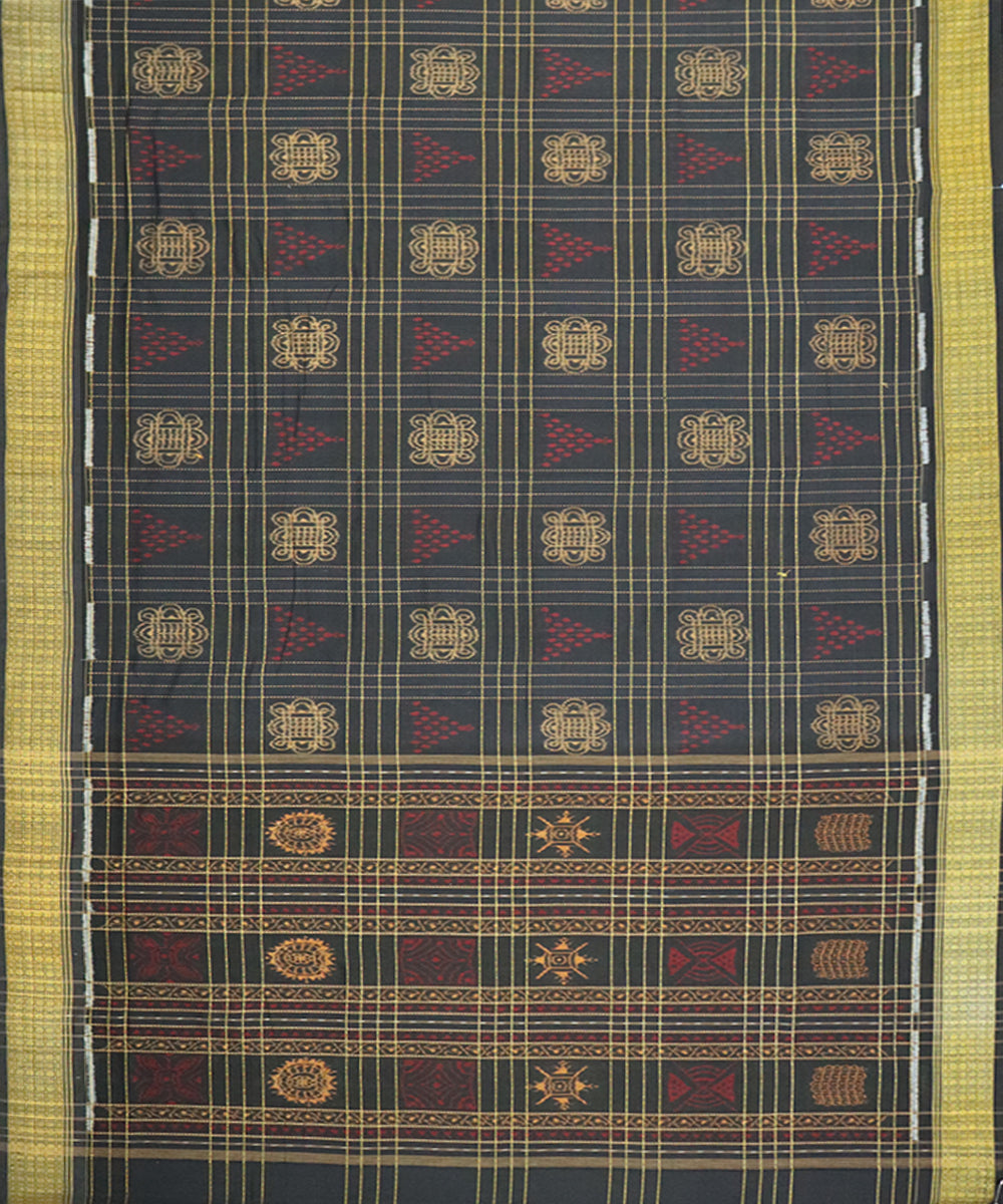 Black black cotton handloom sambalpuri saree