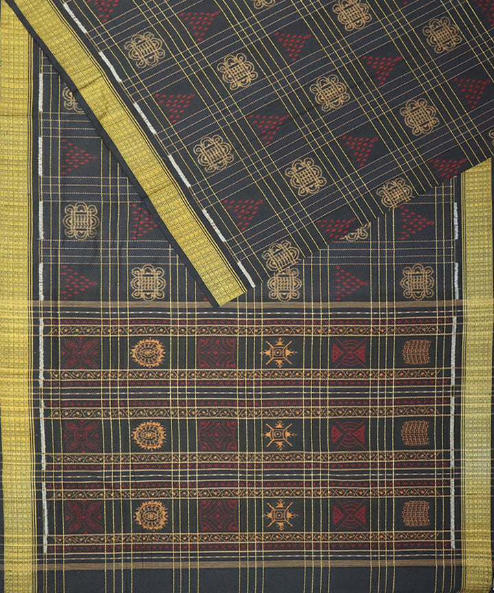 Black black cotton handloom sambalpuri saree