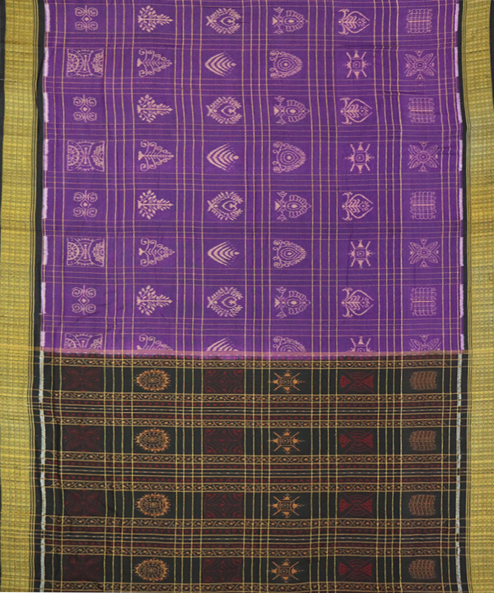 Violet black cotton handloom sambalpuri saree