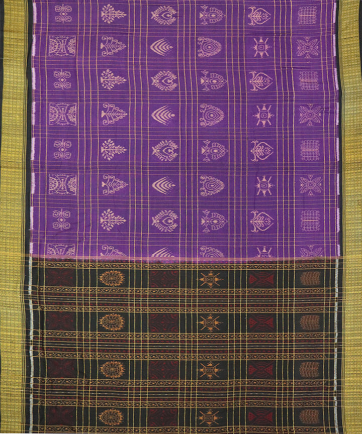 Violet black cotton handloom sambalpuri saree