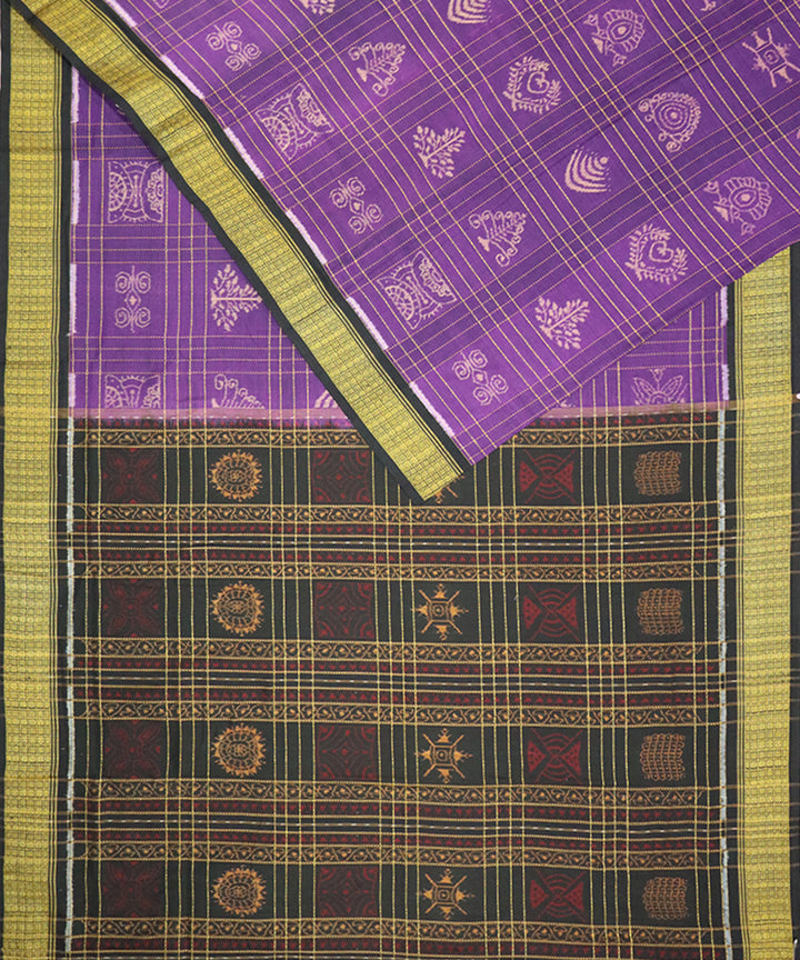 Violet black cotton handloom sambalpuri saree