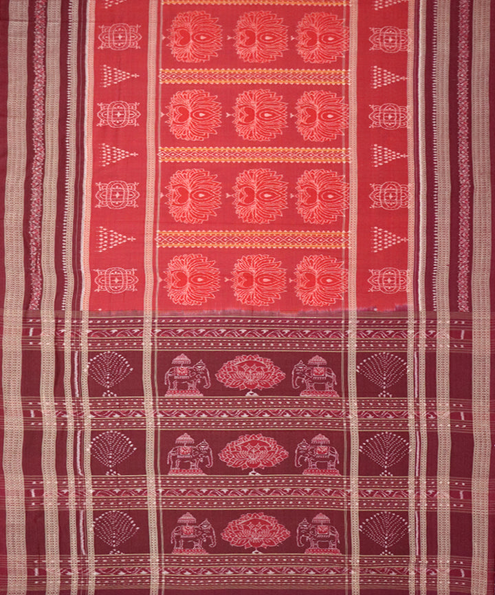 Red maroon cotton handloom sambalpuri saree