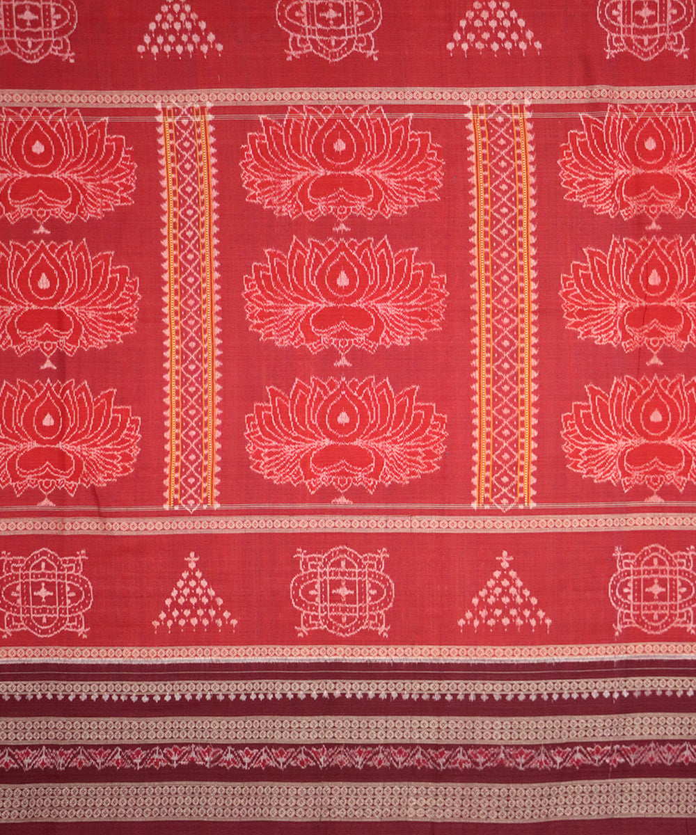 Red maroon cotton handloom sambalpuri saree