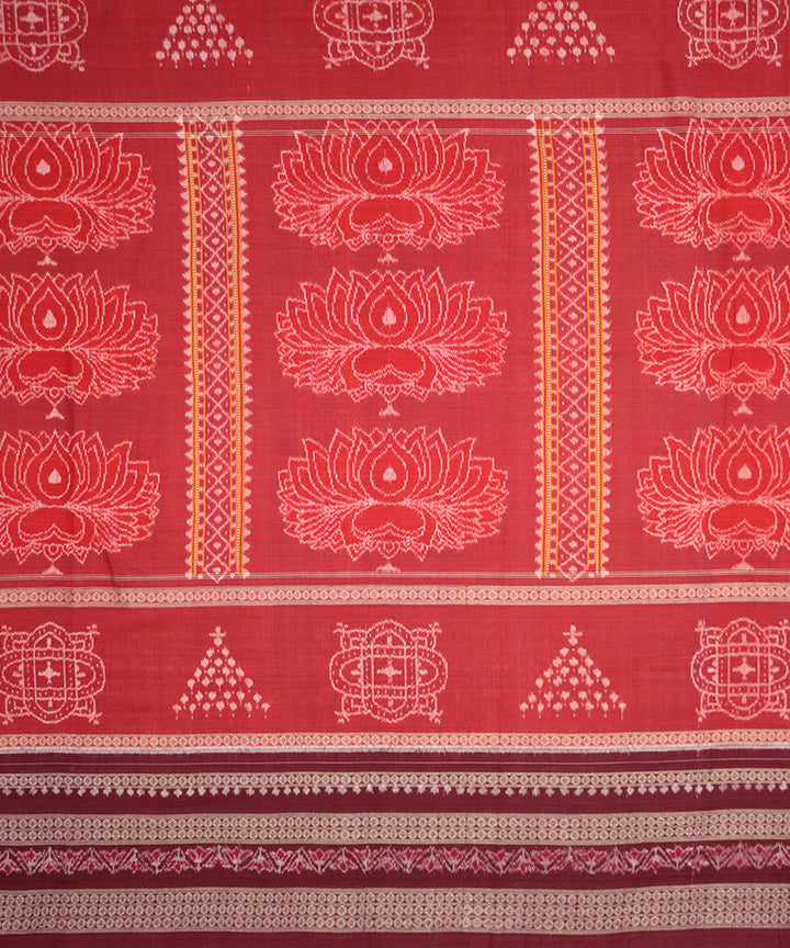 Red maroon cotton handloom sambalpuri saree