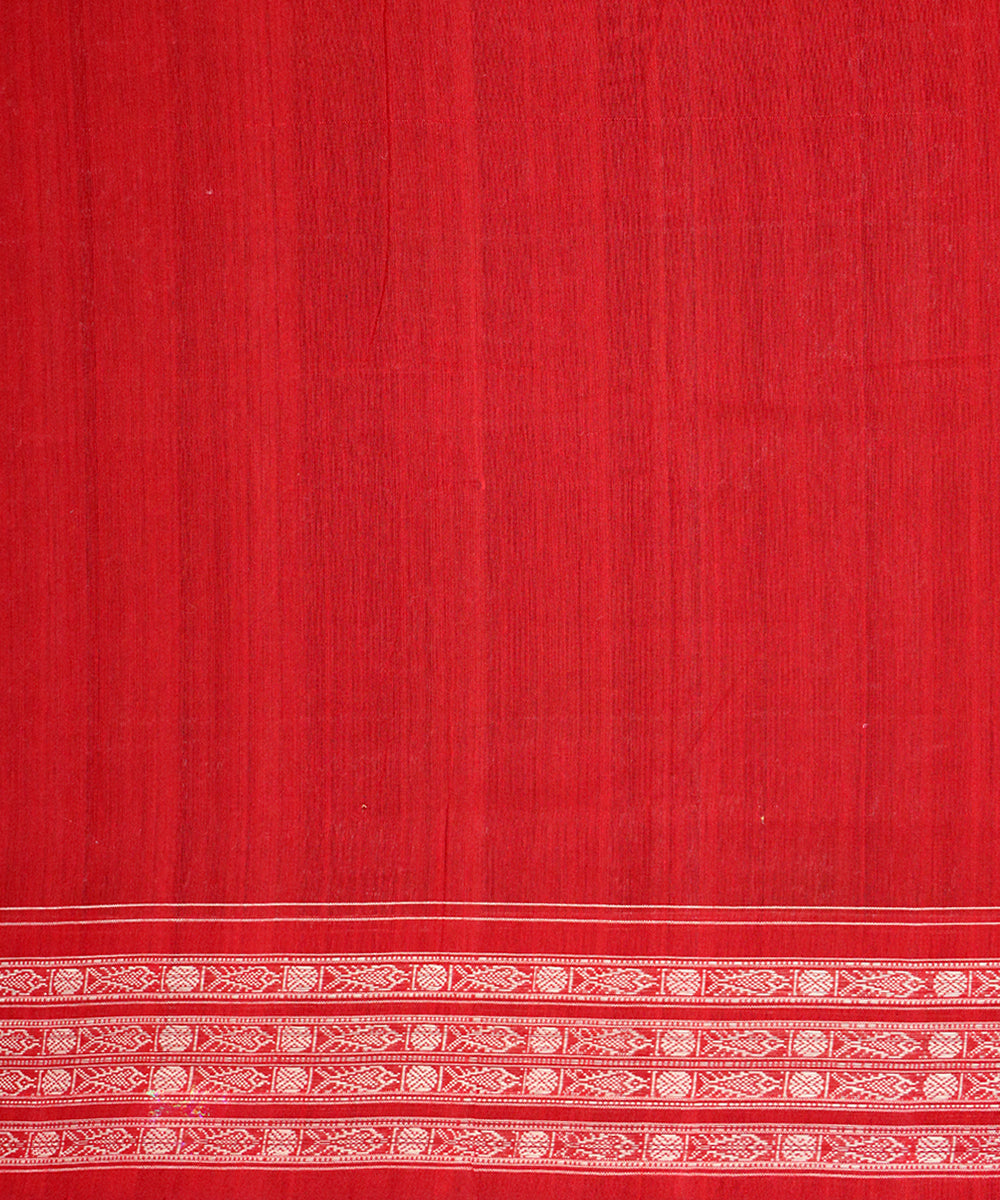 Multicolor red cotton handloom sambalpuri saree