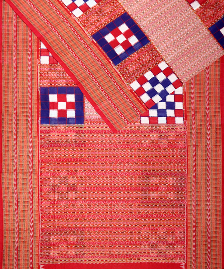 Red red cotton handloom sambalpuri saree