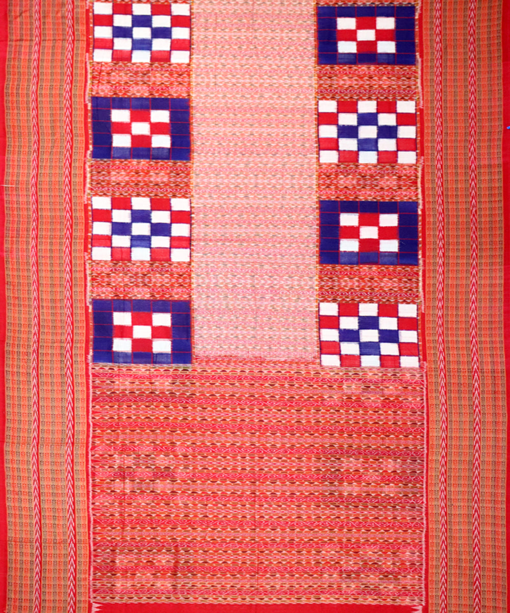 Red red cotton handloom sambalpuri saree