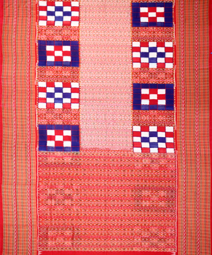 Red red cotton handloom sambalpuri saree