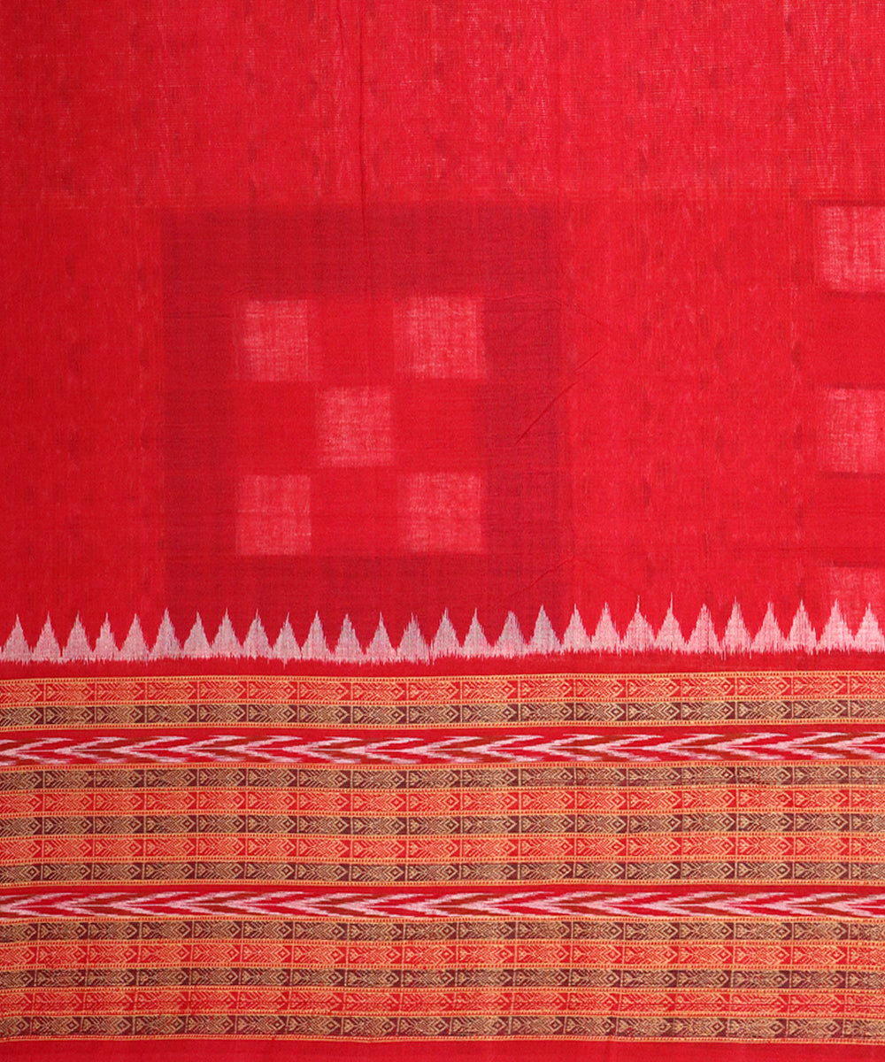 Red red cotton handloom sambalpuri saree