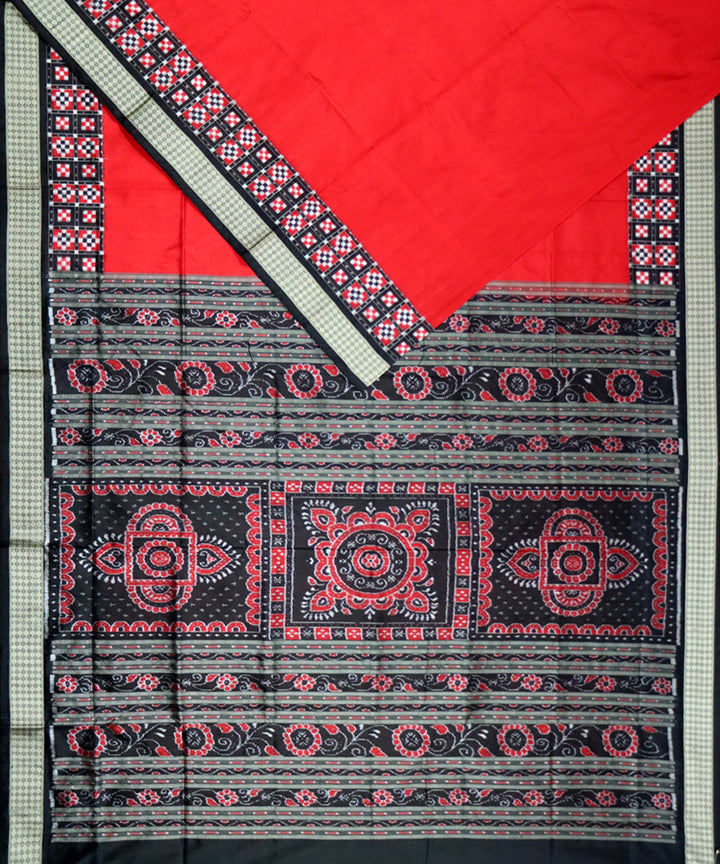 Red black silk handloom sambalpuri saree