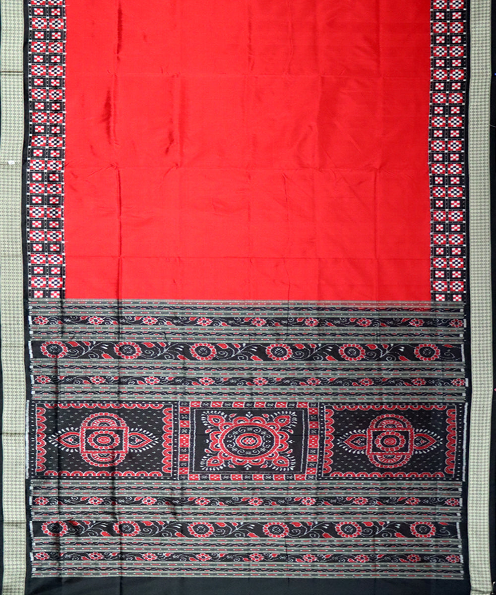 Red black silk handloom sambalpuri saree