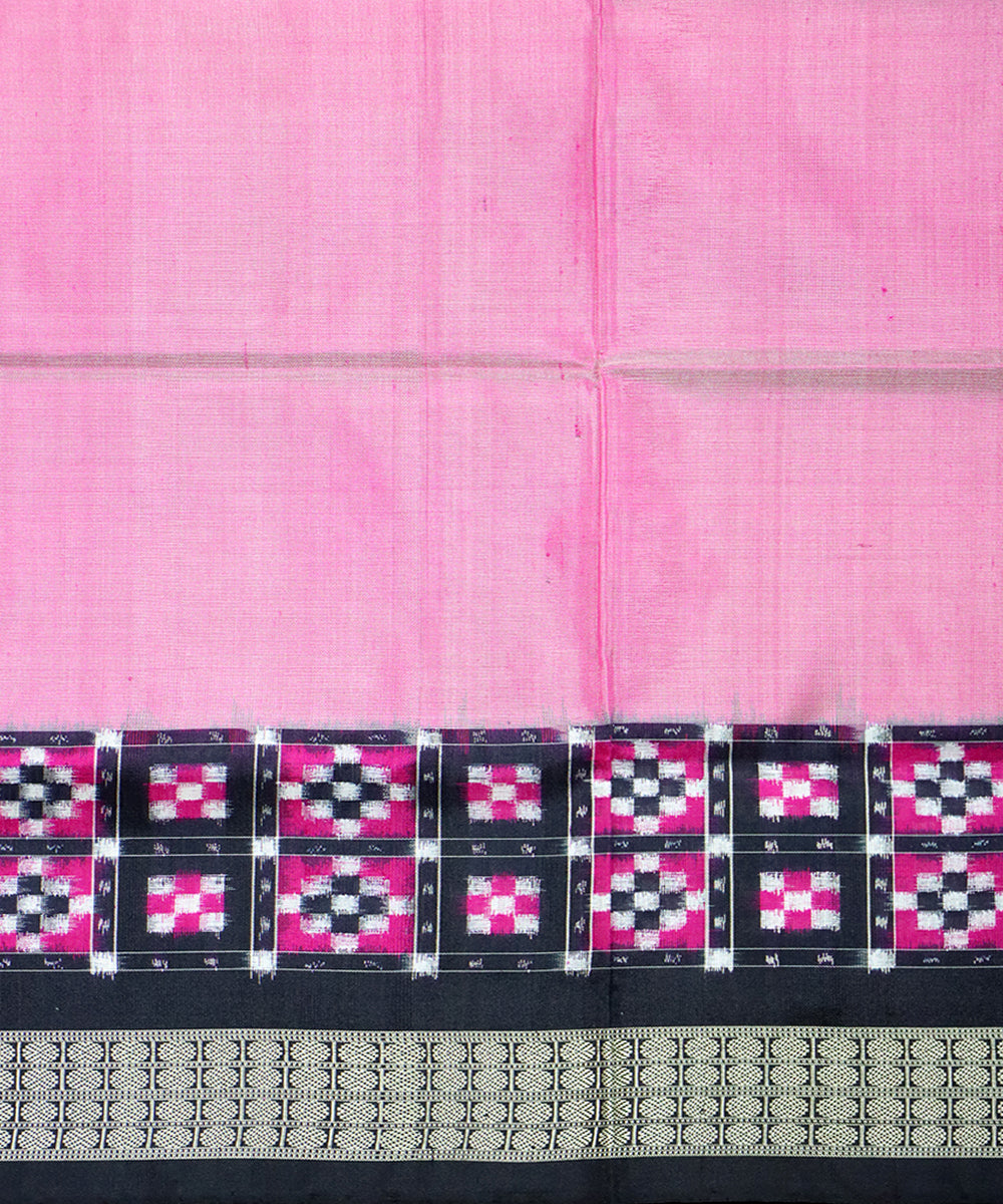 Light pink black silk handloom sambalpuri saree