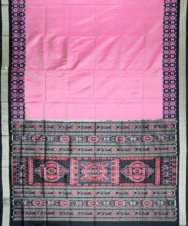 Light pink black silk handloom sambalpuri saree