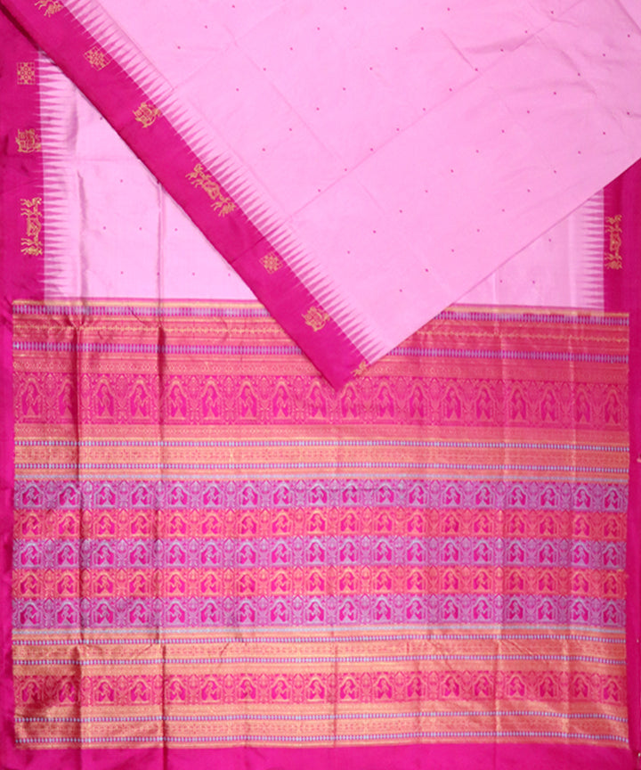 Pink dark pink silk handloom bomkai saree