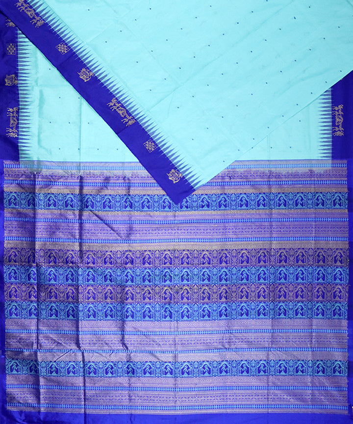 Blizzard blue blue silk handloom bomkai saree