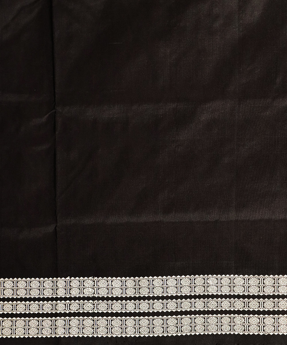 French bistre black silk handloom bomkai saree