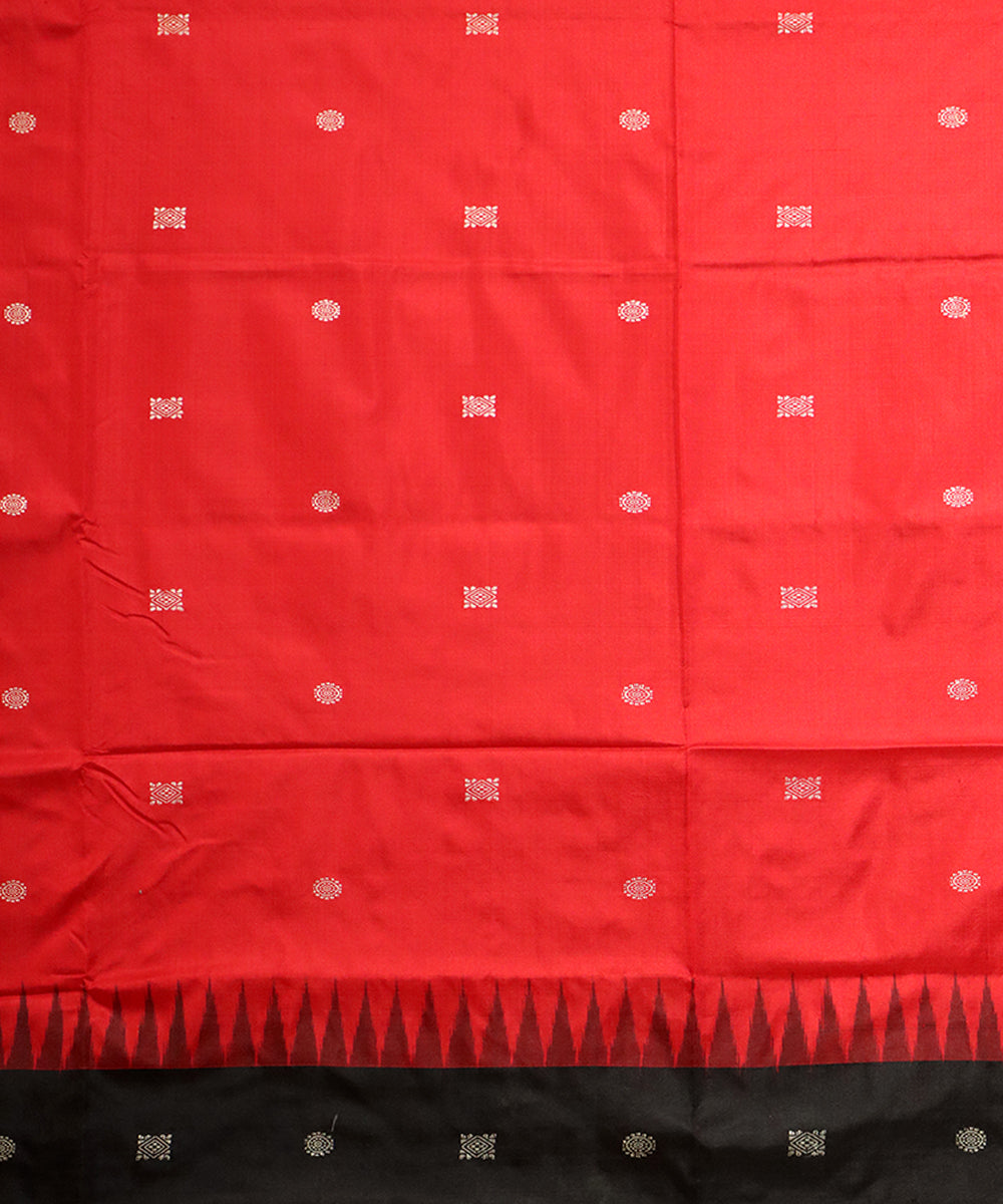 Red black bomkai handloom silk saree